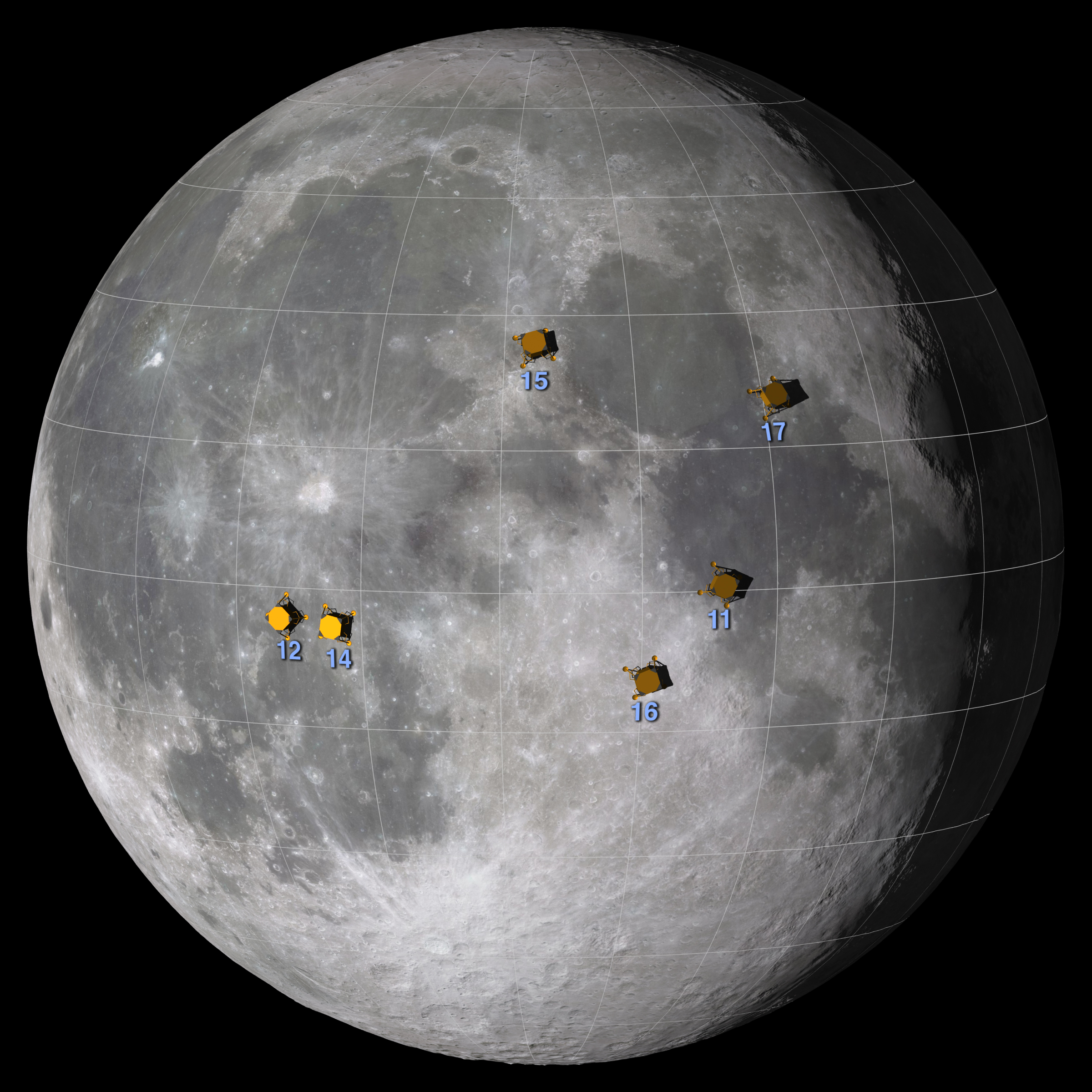 متى كان هبوط اول رجل على سطح القمر Apollo Landings By Nasa