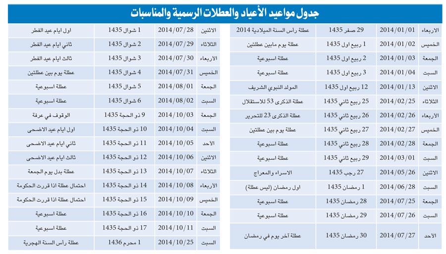 الاعياد الرسمية 2019 - وجميع الاجازات 20160716 584