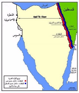 خريطة سيناء ، مواقع وحدود Sainamapcolord