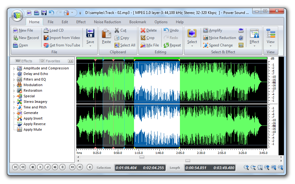 برنامج تعديل مقاطع الصوت Power Sound Editor