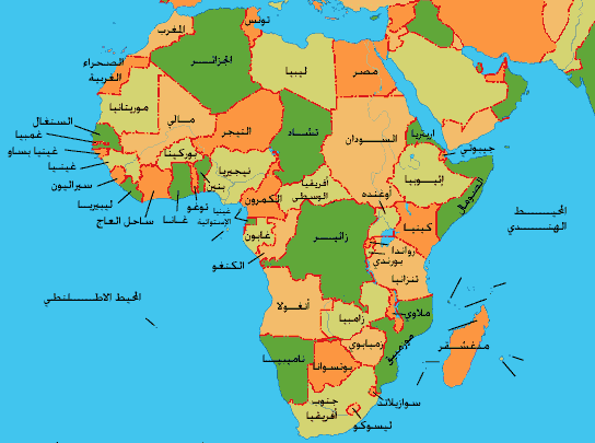 صورة خريطة قارة افريقيا - اسماء الدول باللغة العربية شاهد